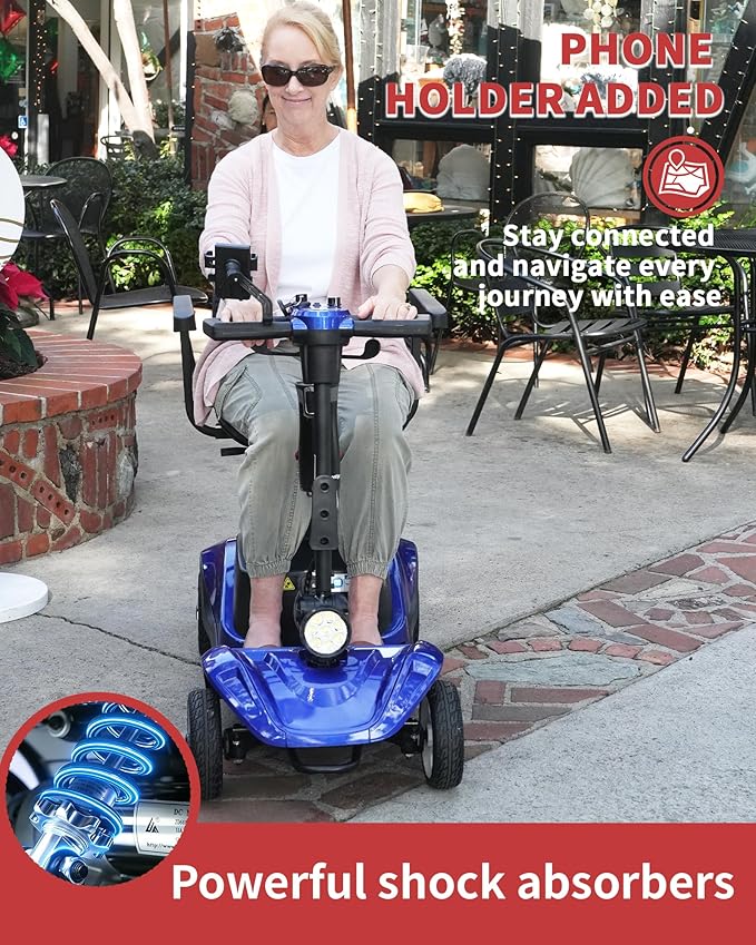Mobility Scooter,330lbs Capacity,4 Wheel Mobility Scooters for Seniors/Adults with 18 Miles 350W 330LBS Capacity,Detachable Lithium Battery, Adjustable Seat,Shock Absorber