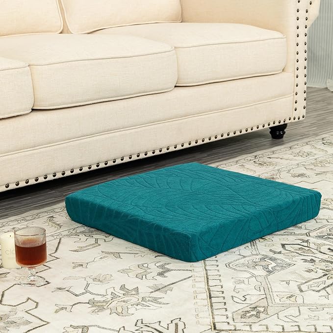 Recliner Cushions for Long Sitting Foam Seat Cushion Soft Tufted Layer for Elderly Seniors, Recliner Chair, Floor Pillow, Office Chair, Car, No Pressure on Thighs, 20X20X3 Inch - Leaves Green