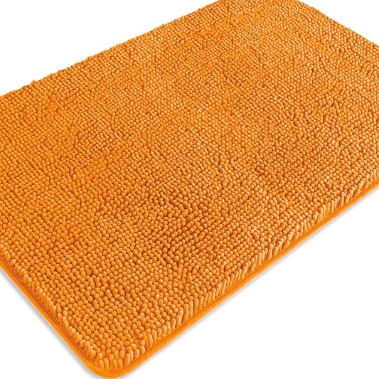 Flame Orange Bathroom Rugs – Absorbent and Washable Bath Mat, Non-Slip, Thick Soft Chenille Bath Rugs for Bathroom Floor, Shower, Sink - 24" x 36"