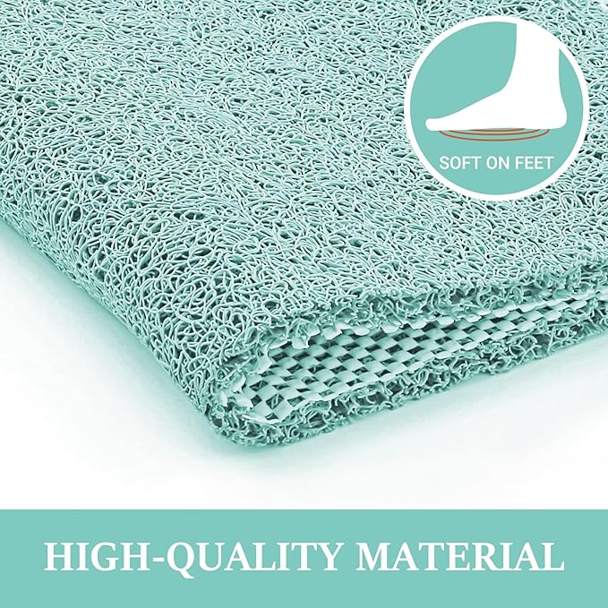 LuxStep Shower Mat Bathtub Mat,36x16 inch, Non-Slip Bath Mat with Drain, Quick Drying PVC Loofah Bathmat for Tub,Shower,Bathroom (Phthalate Free,Green)