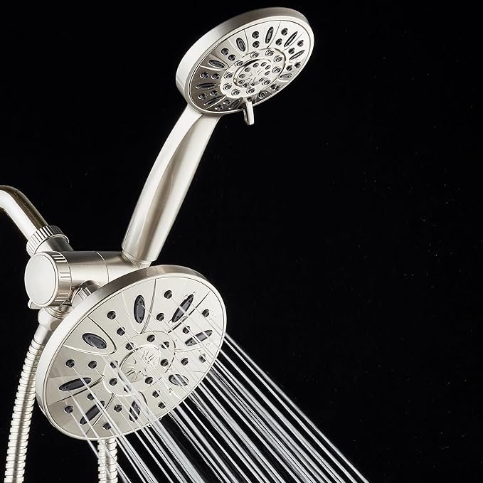 AquaDance Premium High Pressure 3-Way Rainfall Combo Combines The Best of Both Worlds-Enjoy Luxurious Rain Showerhead and 6-Setting Hand Held Shower Separately or Together, Satin Nickel