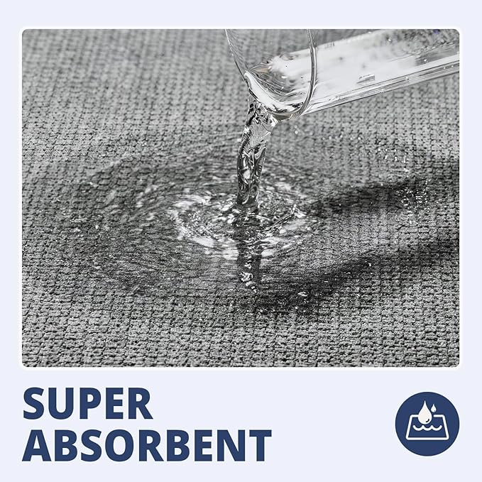 HOMTEB Bathroom Rugs Sets 2 Piece, Thin Bath Mat Absorbent Quick Dry, Machine Washable, Rubber Backing for Non Slip, Low Pile Cozy Cloth Bathroom Rug Set for Tub/Sink/Shower (27"x17" & 36"x24", Gray)