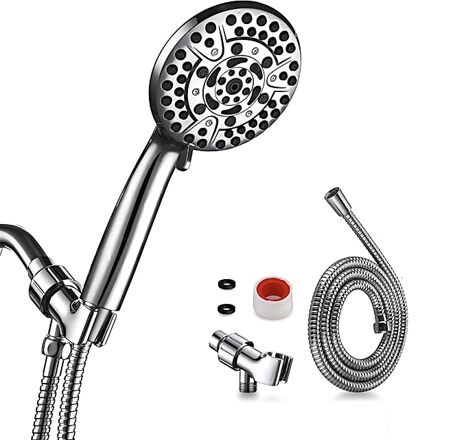 Iopsk 10 Spray Shower Head with Handheld,High Pressure shower heads with Handheld Spray Combo,Hand Held Shower Head with 60 Inch Long Hose (Chrome)
