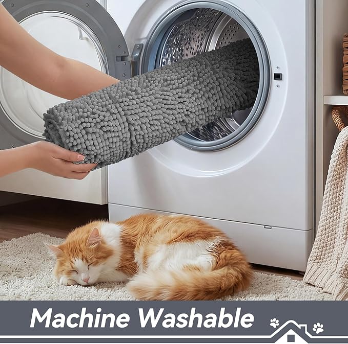 Bcoimo Super Absorbent Cat Door Mat, 24"*17" Anti Slip Mat for Muddy Paws, Pet Rugs for Dirty Paws Washable that Absorbs Moisture and Dirt, for Cat Cage and Pet Resting Carpet