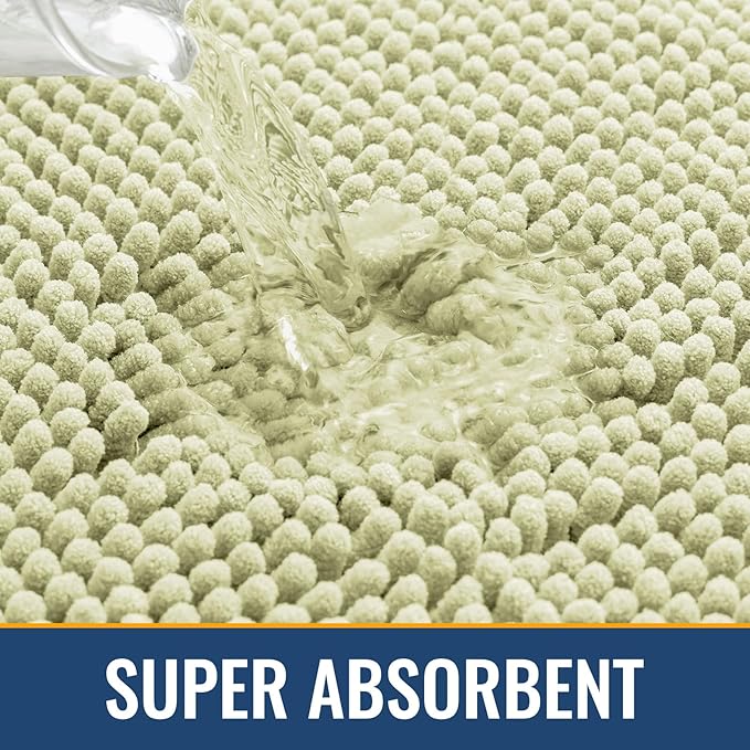 Arotive Bathroom Rugs 30x20, Extra Soft Absorbent Shaggy Chenille Bath Rugs, Machine Washable Rubber Backing Non-Slip Bath Mats for Bathroom Floor Tub and Shower, Home Decor Accessories, Vanilla