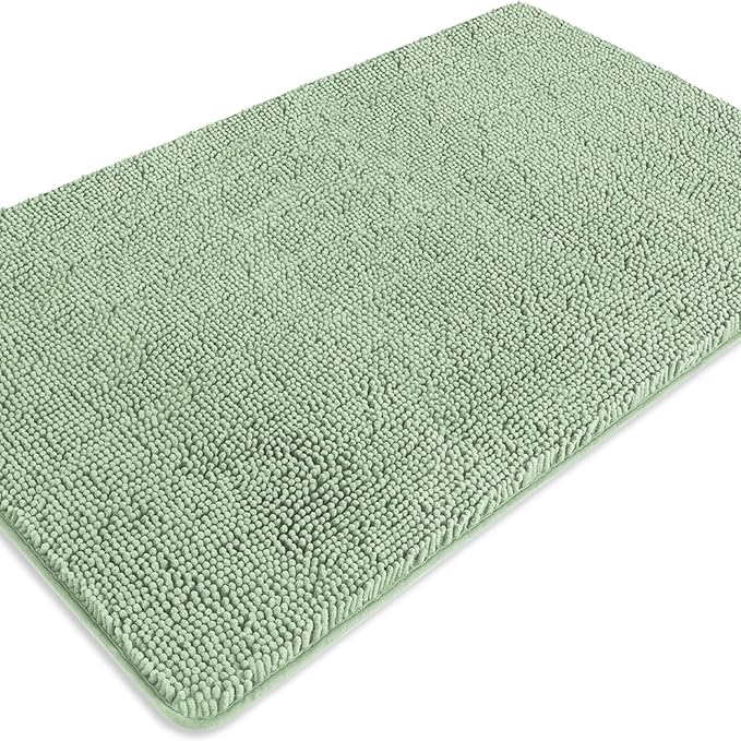 Bathroom Rugs 30 x 50 Inch – Extra Large Bath Mat | Absorbent and Washable Thick Chenille Bath Rugs Non-Slip Runner Rug for Bathroom, Shower, Tub(Sea Foam)