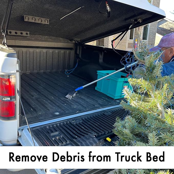 GRAB-IT 6 ft Truck Cargo Retriever | Includes Cargo Net Organizer Plus Vehicle Debris and Snow Broom | Heavy Duty Grabber Reach Tool - 110 Pound Pull | Rust Resistant Aluminum and Stainless Steel
