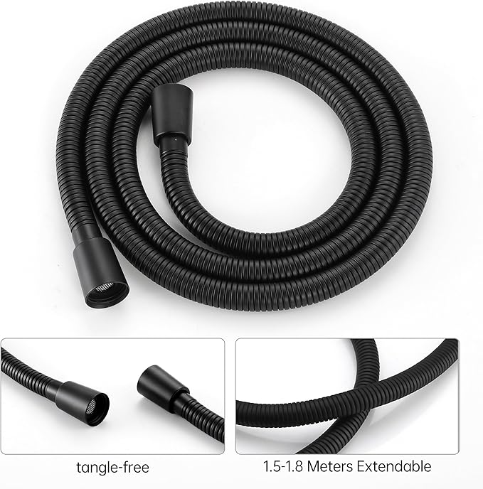 KES Handheld Shower Head with Extra Long Hose Shower Wand Holder Set Stainless Steel Hand Shower Matt Black, LP150-BK