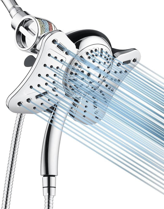 GRICH 2.5GPM Shower Head with Handheld Spray Combo: 2 in 1 Rainfall Shower Heads high pressure & Handheld Shower Head, 9 Spray Modes/Settings Detachable Shower Head with 60 Inch Hose, Chrome Filtered