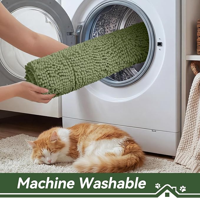 Bcoimo Super Absorbent Cat Door Mat, 24"*17" Anti Slip Mat for Muddy Paws, Pet Rugs for Dirty Paws Washable that Absorbs Moisture and Dirt, for Cat Cage and Pet Resting Carpet