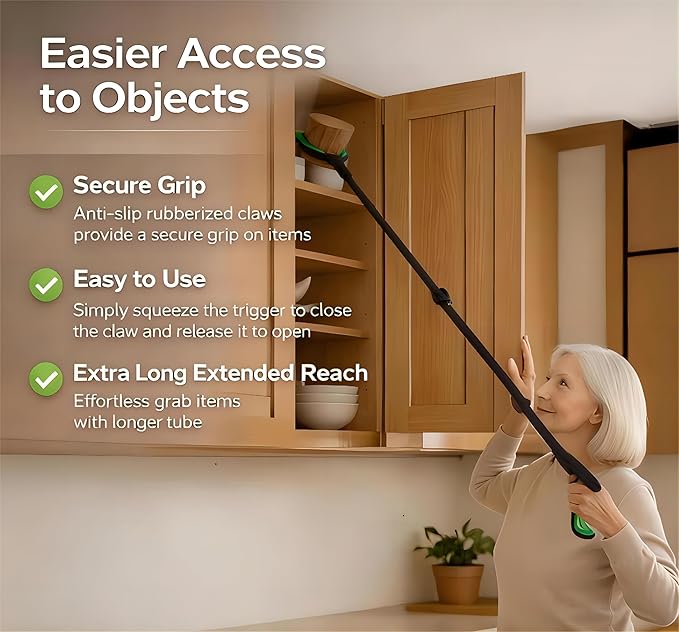 Extra Long Grabber Reacher Tool, 75" Aluminum Foldable Reacher Grabber, Dual Magnetic Tip Pickup Grabber Trash Picker, Strong Grip Aid for Upper Shelves, Elderly, Surgery Recovery Must Have