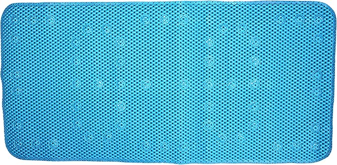 Deluxe Non Slip Shower and Bathtub Mat – Soft Cushioned Foam Bath Mat with Suction Cups and Drain Holes – Machine Washable Spa Tub Mat 36” x 17” (Metal Blue)