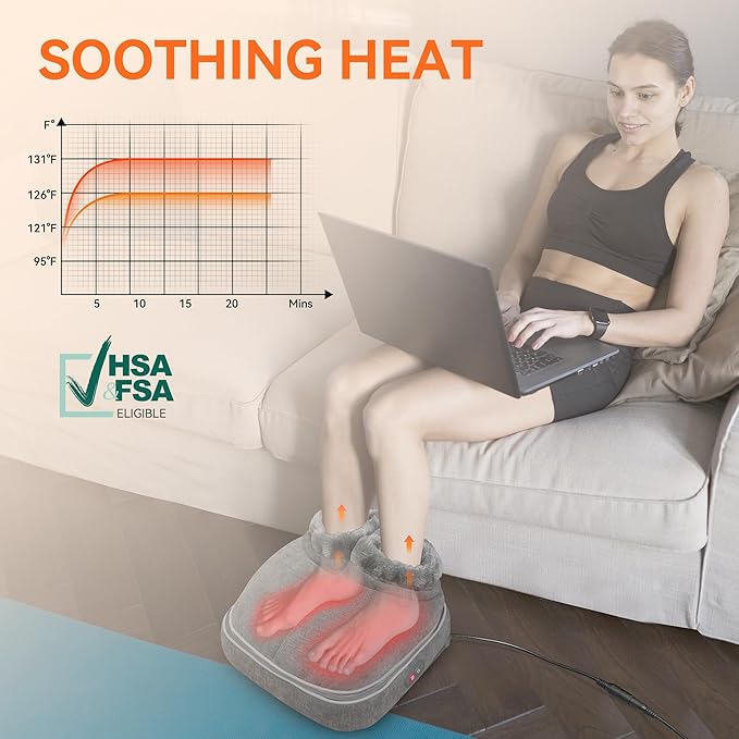Snailax Shiatsu Foot Massager with Heat, Electrick Foot Massager Machine for Neuropathy, Plantar Fasciitis, Feet Warmers for Women,Men, Foot Heater Under Desk, Size 13