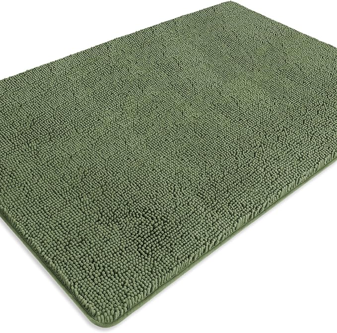 Bathroom Rugs 40 x 60 Inch – Extra Large Bath Mat | Absorbent and Washable Thick Chenille Bath Rugs Non-Slip Runner Rug for Bathroom, Shower, Tub(Loden Green)
