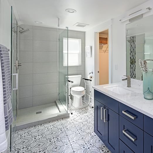 Carex Toilet Safety Rails, Adjustable Toilet Safety Frame with Handles for Elderly, Handicap, or Disabled, Heavy-Duty Non-Slip Grab Bar, with Padded Handles and Aluminum Frame for Bathroom Stability