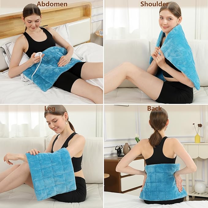 ESTINGO FSA Weighted Heating Pad, Electric Heating Pad for Back Neck Shoulder Pain Relif, 2.43LBS Heat Pad for Period Cramps with 2H Auto Shut Off and 4 Heating Levels, 12"x24" Royal Blue