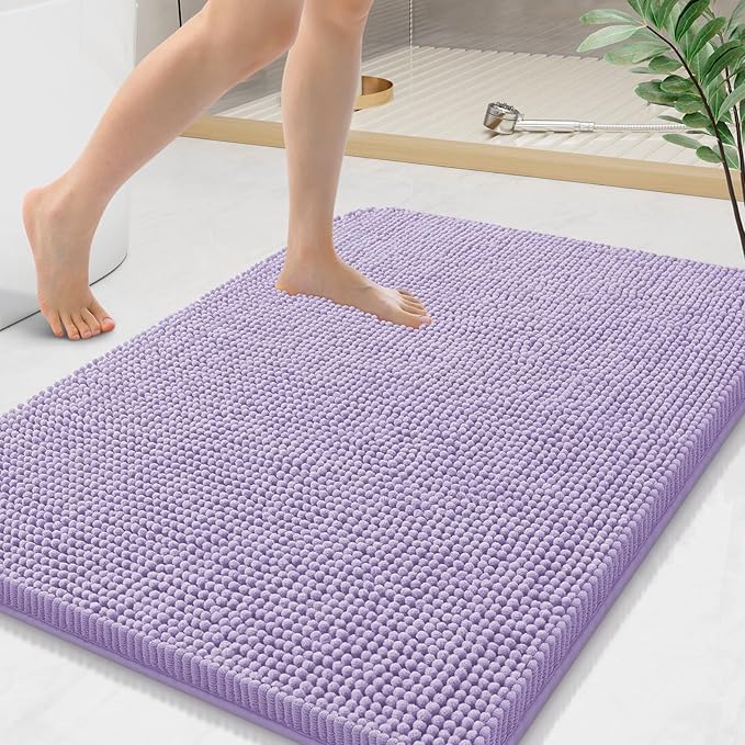 Arotive Bathroom Rugs 36x24, Extra Soft Absorbent Shaggy Chenille Bath Rugs, Machine Washable Rubber Backing Non-Slip Bath Mats for Bathroom Floor Tub and Shower, Home Decor Accessories,Lavender