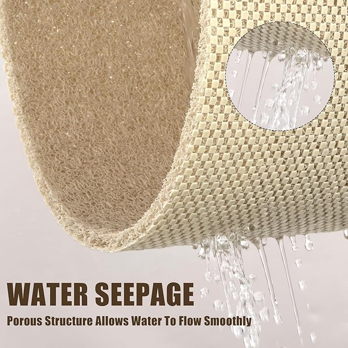 HOMBYS 58 x 32 Extra Large Shower Mat for Shower Stall Tub, Non Slip Bath Mat Bathroom Accessories, PVC Loofah Mats for Shower and Bathroom, Quick Drying, (Khaki, 58"x32")