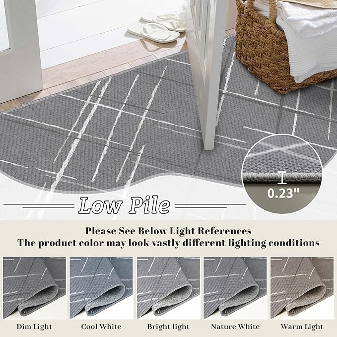 3x5 Area Rug Washable Entryway Rug Non Slip Modern Tear and Stain Resistance No Pile Lightweight Throw Rugs Carpet for Kitchen, Entrance, Foyer, Bedside, Mudroom, Gray