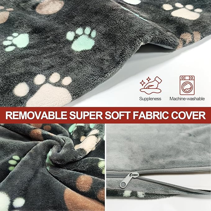 GOLOPET Cat Heating Pad Round 16in,Waterproof Outer Skin and Smart Thermostat Switch, Adjustable Heated Cat Bed, Adding Wire Rope Wires Small Dog Warming Pad-Black