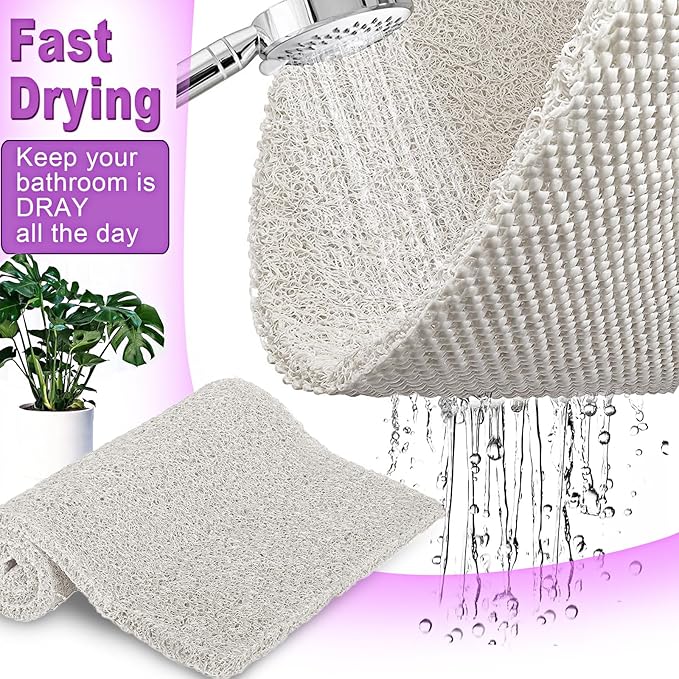 Shower Mats Non Slip for Elderly, 24x32’Lager Loofah Bath Mats for Shower, Non-Slip Bath Mat for Elderly-Wihte