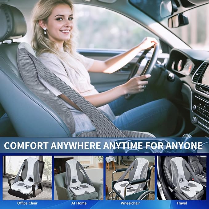 Lumbar Support Pillow for Office Chair, Back Support for Chair, Recliner, Gaming Chair, Ergonomic Memory Foam Car Seat Cushion for Back Tailbone Sciatica Pain Relief Wheelchair Travel