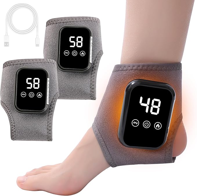 Foot Renew Triple Method Massager, Cordless & Portable Ankle Massager, With Three Levels of Vibration and Heating, Relieves Foot and Ankle Discomfort, Suitable for Home and Travel Use (2pcs)