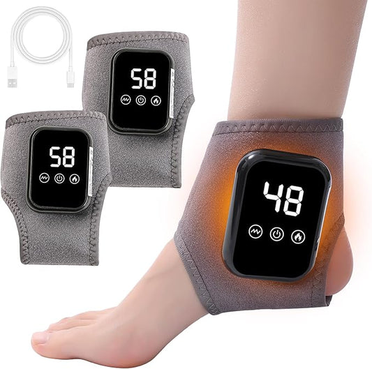 Foot Renew Triple Method Massager, Cordless & Portable Ankle Massager, With Three Levels of Vibration and Heating, Relieves Foot and Ankle Discomfort, Suitable for Home and Travel Use (2pcs)