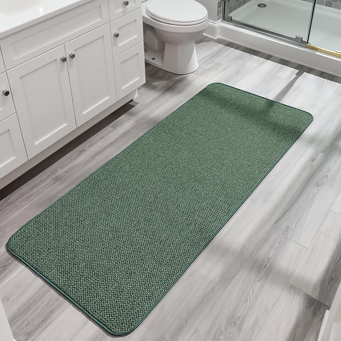 Bosap Bath Mat,Ultra Thin Bathroom Runner Rugs,Large Bath Mats for Bathroom,Quick Dry,Non-Slip,Machine Washable,Low Pile,Bath Rug,Shower Outside,Sink,Home Decor Accessories.Green,3'x5'(36x60inch)