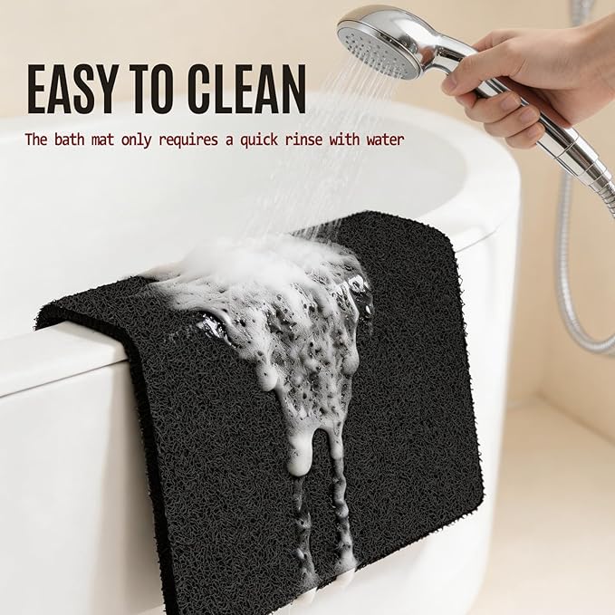 Joyhalo Shower Mat Bathtub Mat Non Slip, Bathmats Non Slip, Quick Drying Foot Scrubber Loofah Mats for Shower, Tub, Bathroom, Home,17x24inch, Black