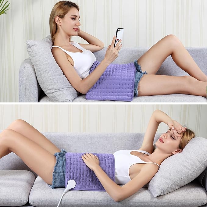 24"X20" Electric Heating pad with 6 Heat Settings, Auto Shut Off, Dry Electric Heating for Back Neck Knee Arms Legs Shoulder Heat Pads for Christmas Birthday Father's Day Mother's Day (Light Purple)