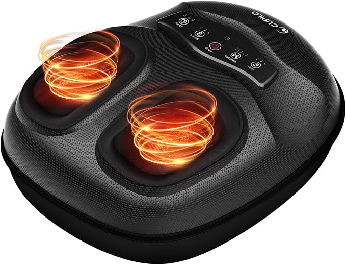 CuPiLo Shiatsu Foot Massager with Heat for Plantar Fasciitis Neuropathy, FSA Eligible HSA Approved Foot Massager Machine, Feet Massager for Foot Pains Relief, 5 Compression Levels, Gifts for Women Men