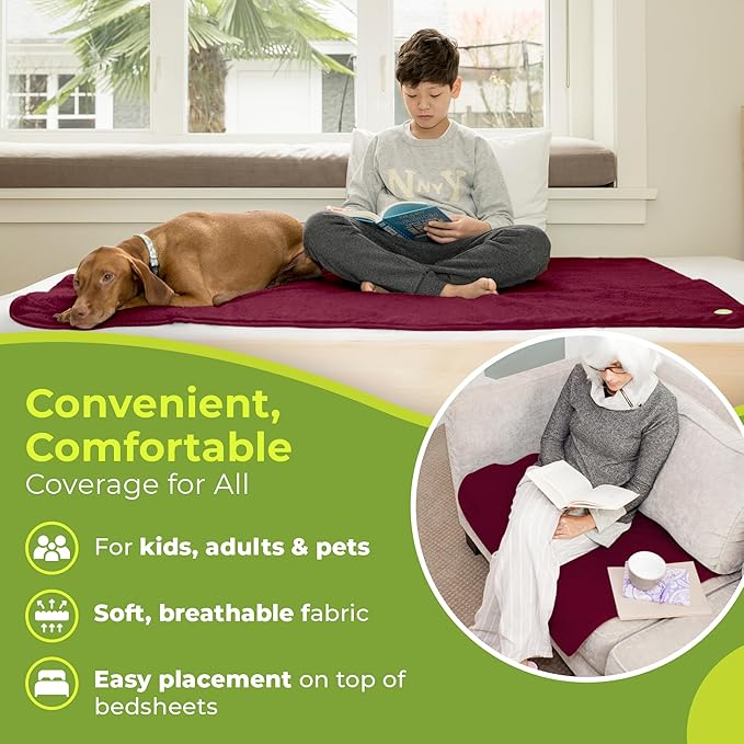 PeapodMats Bedwetting & Incontinence Waterproof Bed Mat - Reusable Underpad. Secure Placement & Breathable. Washable. Enviro Friendly 3x5 (Plum) Mattress Protector & Pee Pad for Kids & Adults
