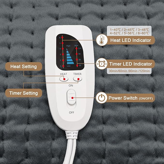 Deepsoon Heating Pad,Electric Heating Pads for Back,Neck,Moist Heating Pad for Abdomen Shoulder Knee Legs,Dry/Moist Heat&Auto Shut Off,Mother's Day Birthday for Men and Women,Dark Gray,24x20 Inch