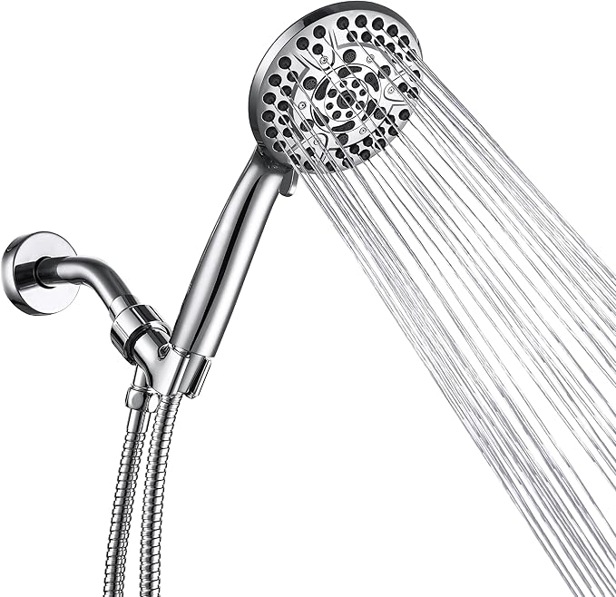 Iopsk 10 Spray Shower Head with Handheld,High Pressure shower heads with Handheld Spray Combo,Hand Held Shower Head with 60 Inch Long Hose (Chrome)