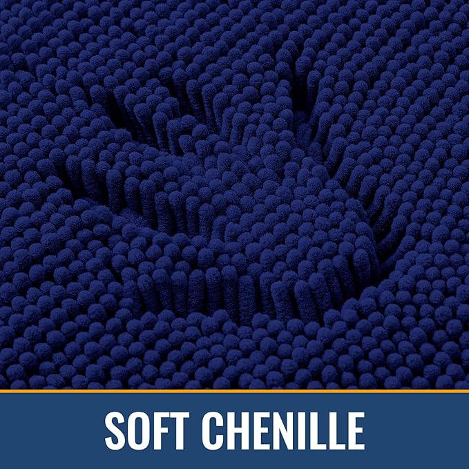 Arotive Bathroom Rugs 34x21, Extra Soft Absorbent Shaggy Chenille Bath Rugs, Machine Washable Rubber Backing Non-Slip Bath Mats for Bathroom Floor Tub and Shower, Home Decor Accessories, Navy