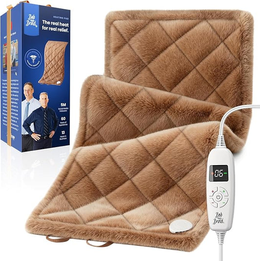 BOB AND BRAD Far Infrared Heating Pad, FSA-HSA Eligible Weighted Electric Heat Pad for Back, Period Cramps & Muscle Pain, 6 Heat Levels, Adjustable Belt, Auto-Off & Moist Heat Therapy, Large 12x24