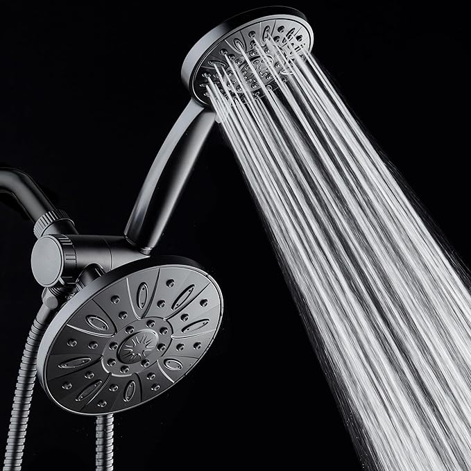 AquaDance Premium High Pressure 3-Way Rainfall Combo Combines The Best of Both Worlds-Enjoy Luxurious Rain Showerhead and 6-Setting Hand Held Shower Separately or Together, Matte Black