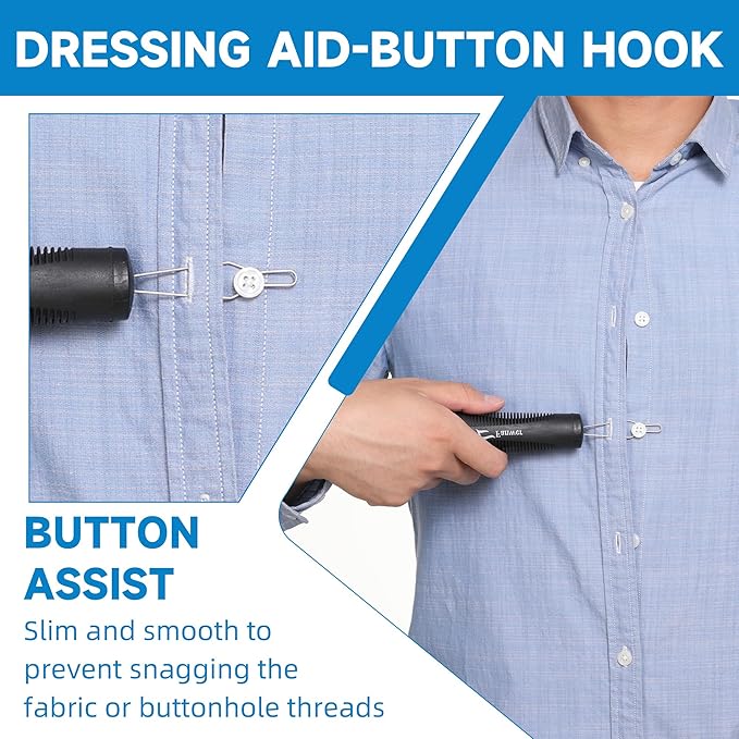Fanwer 2 Pack Button Hook and Zipper Pull Helper and Fanwer Key Turner Aid for People with Arthritis or a Weakened Grip