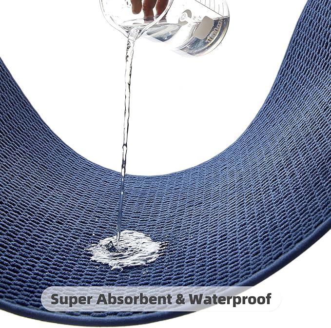 TYUU Large Bathroom Rugs Non Slip Washable Bath Rugs Super Absorbent Bathroom Rug Thin Quick Dry Low Pile Bath Mats, Navy Blue 36"x48"