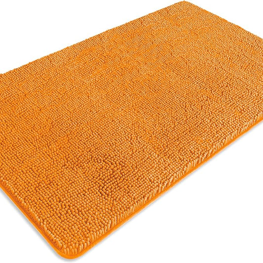 Bathroom Rugs 30 x 50 Inch – Extra Large Bath Mat | Absorbent and Washable Thick Chenille Bath Rugs Non-Slip Runner Rug for Bathroom, Shower, Tub(Flame Orange)