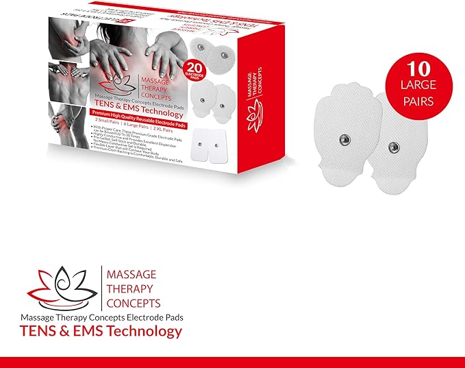 TENS Unit Pads - Premium Quality Snap Replacement Electrodes for TENS and EMS Electrotherapy - Self Adhesive Reusable Patches up to 30 Times (20 Large Pads) (1.9"X 2")
