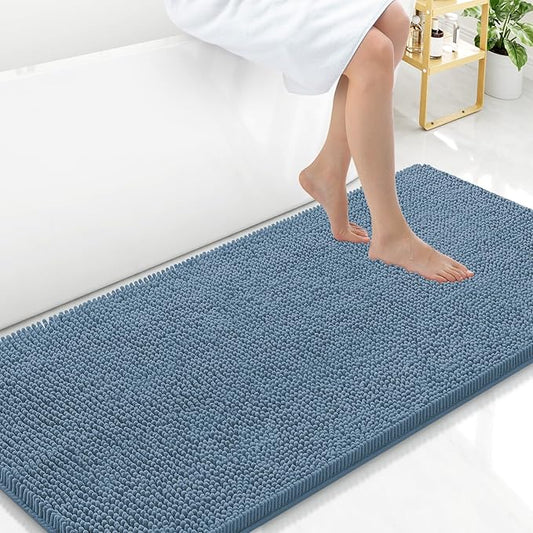 Arotive Bathroom Rugs 47x24, Extra Soft Absorbent Shaggy Chenille Bath Rugs, Machine Washable Rubber Backing Non-Slip Bath Mats for Bathroom Floor Tub and Shower, Home Decor Accessories,Grayish Blue