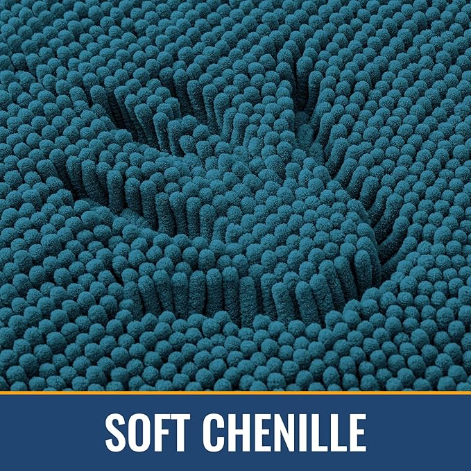 Arotive Bathroom Rugs 36x24, Extra Soft Absorbent Shaggy Chenille Bath Rugs, Machine Washable Rubber Backing Non-Slip Bath Mats for Bathroom Floor Tub and Shower, Home Decor Accessories,Peacock Blue