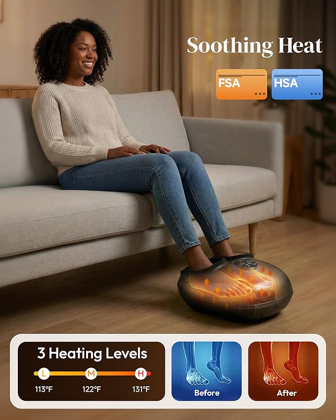 Heycool 2026 Upgraded Shiatsu Foot Massager with Heat and Compression, FSA Eligible HSA Store Eligible, Remote Control, Foot Massager for Plantar Fasciitis, Neuropathy, Gifts, Men, Women