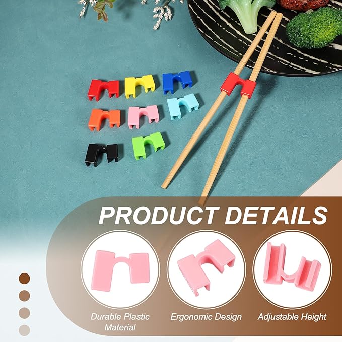 uxcell 10 Pcs Chopsticks Helper, Reusable Training Chopstick Hinges Connector Practice Chop Sticks Helpers for Adult Beginners Learners, Pink