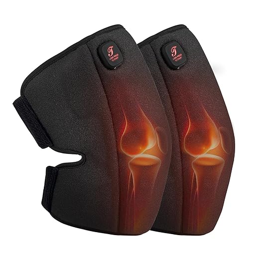 Heated Knee Brace, Cordless Knee Heating Pad for Arthritis, 3 Temperature Modes Knee Warmer, 3000mAh*2 Battery Operated Knee Wrap for Men Women Seniors, Black(One Pair)
