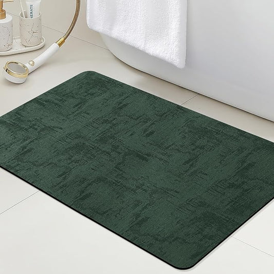 ACCUMTEK Non Slip Bath Mat, Thin Bathroom Rugs Fit Under Door, Quick Dry Bath Mats, Machine Washable Bath Rugs for Bathroom, Bathtub & Kitchen, Bathtub, Deep Green/Marble/32 x20