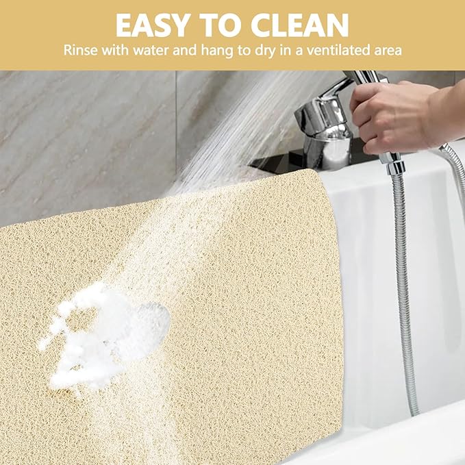 Shower Mat Non Slip: 32 x 24 Inch Extra Large Loofah Shower Mats for Inside Shower - Anti Slip Shower Stall Matt with Drain Hole in Middle