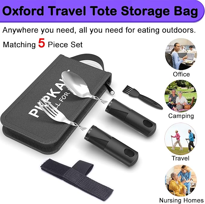 Adaptive Utensils for Parkinsons Patients Elderly, Weighted Utensils for Hand Tremors, Parkinsons Eating Utensils for Disabled People, Weighted Silverware for Hand Tremors Arthritic Hands